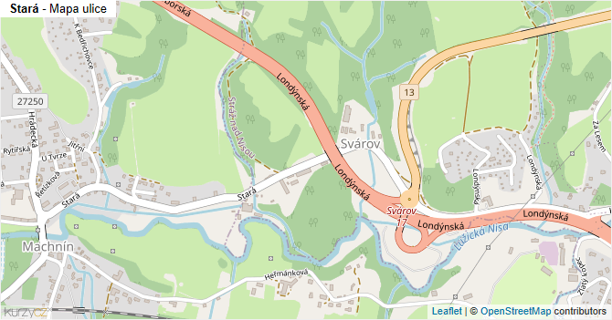 Stará - mapa ulice
