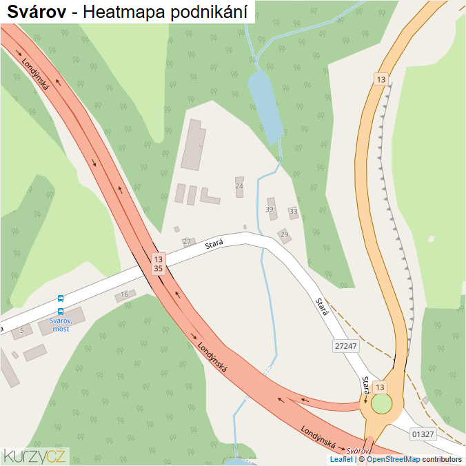 Mapa Svárov - Firmy v části obce.