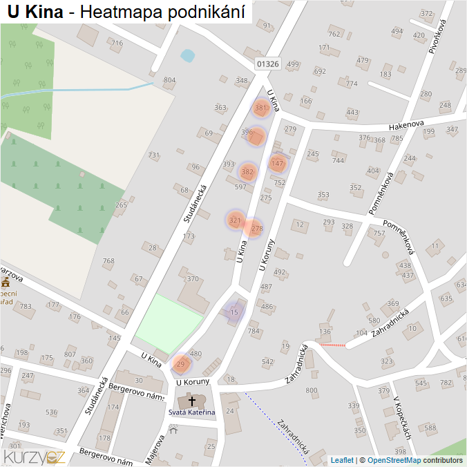 Mapa U Kina - Firmy v ulici.
