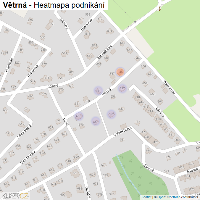 Mapa Větrná - Firmy v ulici.
