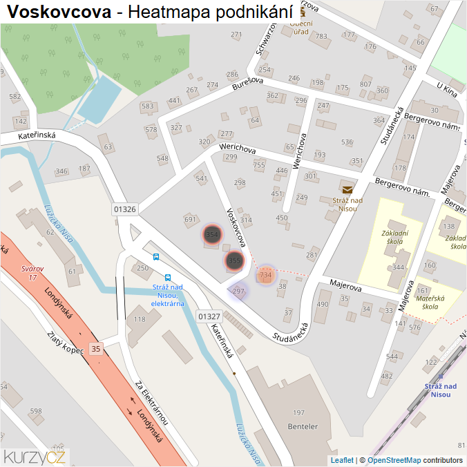 Mapa Voskovcova - Firmy v ulici.