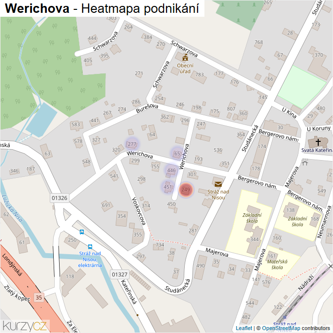 Mapa Werichova - Firmy v ulici.