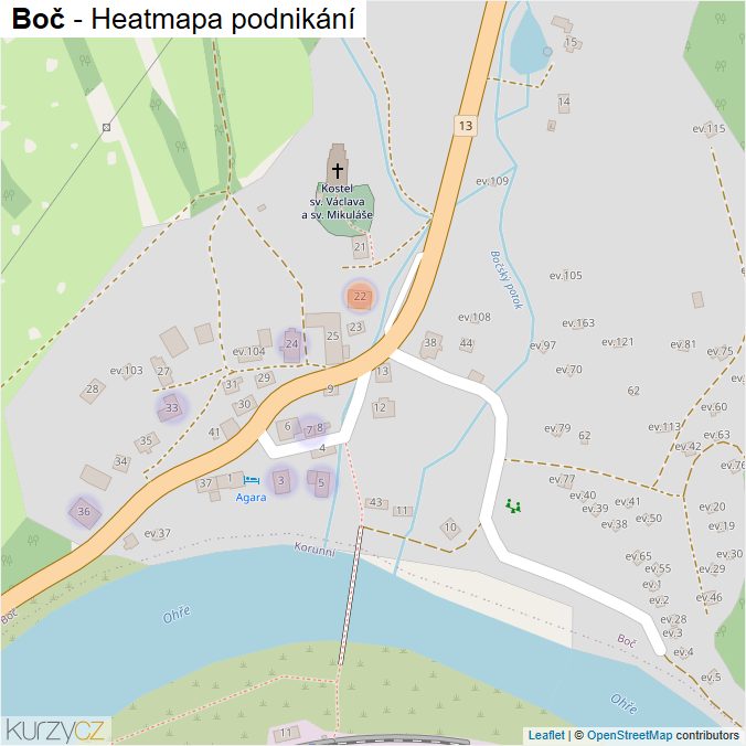 Mapa Boč - Firmy v části obce.