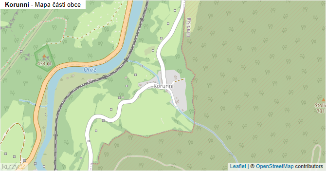 Korunní - mapa části obce