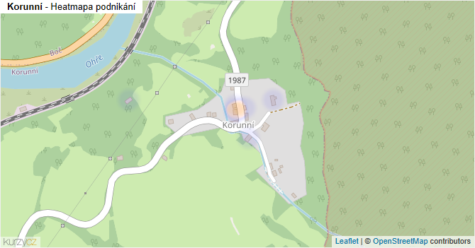 Korunní - mapa podnikání