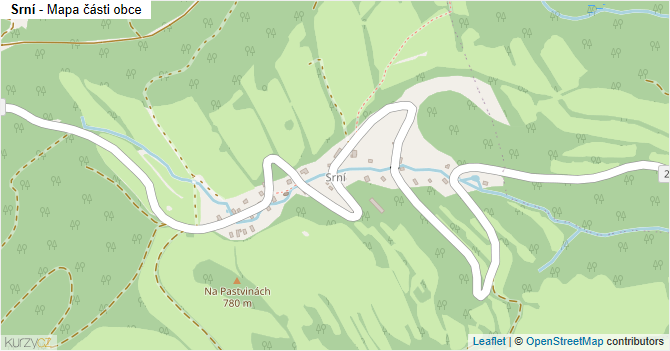 Srní - mapa části obce