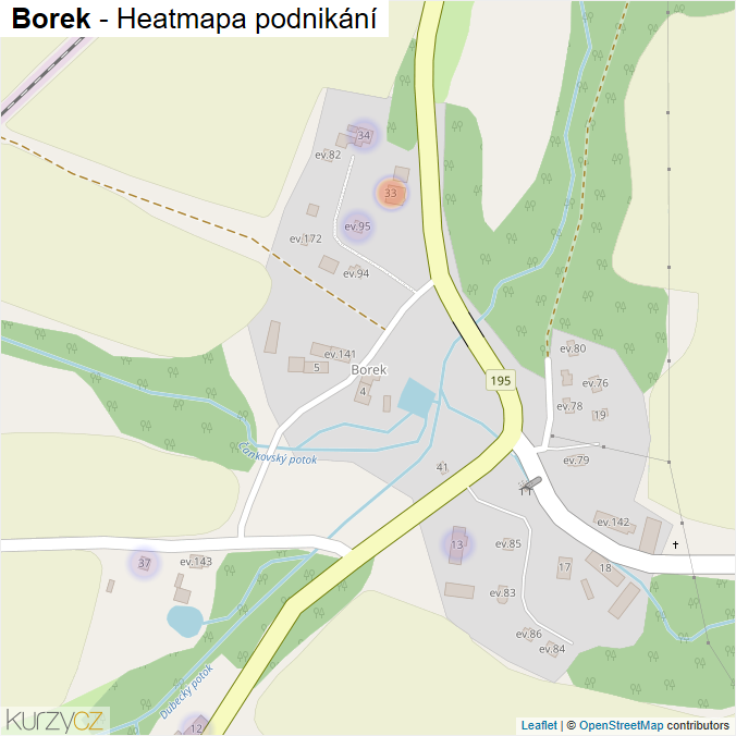 Mapa Borek - Firmy v části obce.