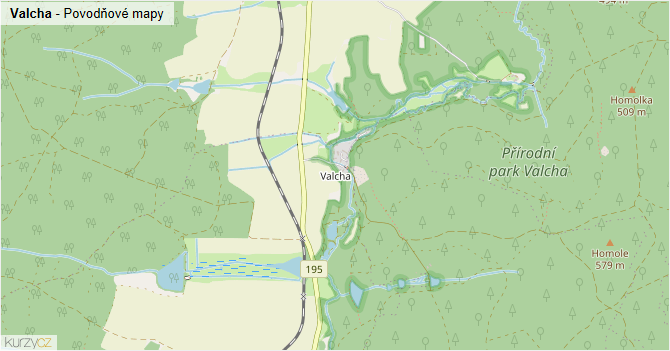 Valcha - záplavové mapy stoleté vody
