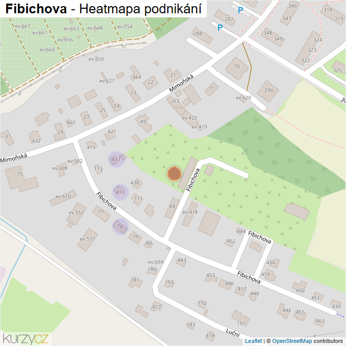 Mapa Fibichova - Firmy v ulici.