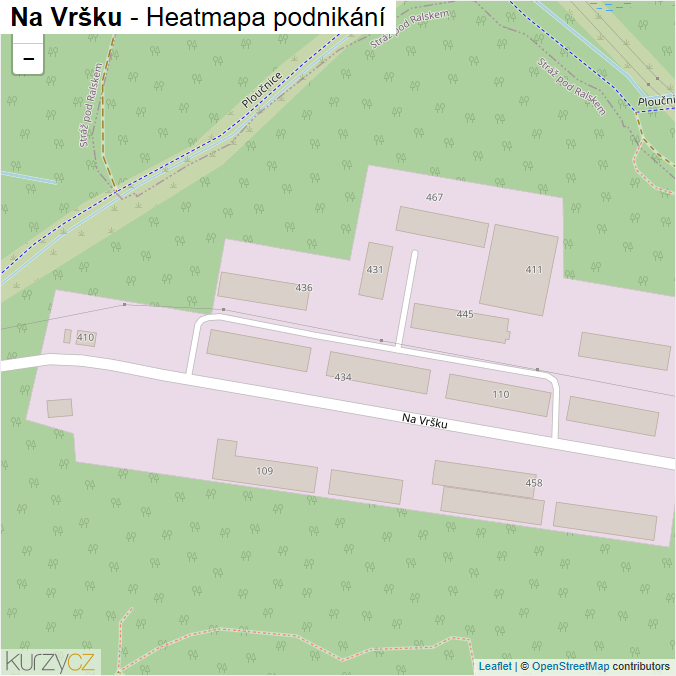 Mapa Na Vršku - Firmy v ulici.