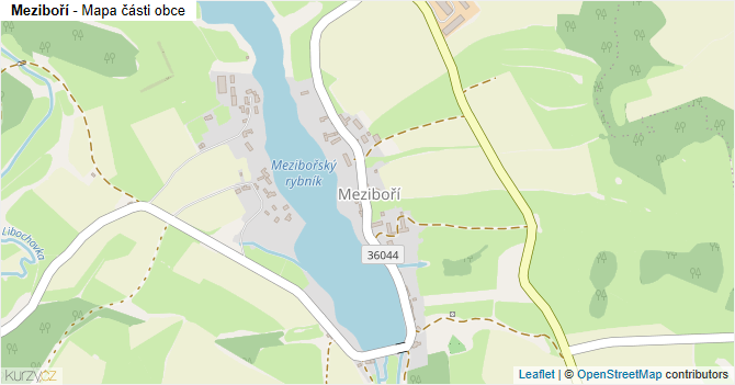 Meziboří - mapa části obce