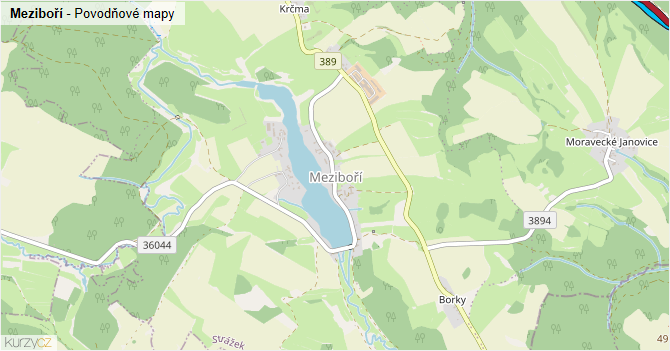 Meziboří - záplavové mapy stoleté vody