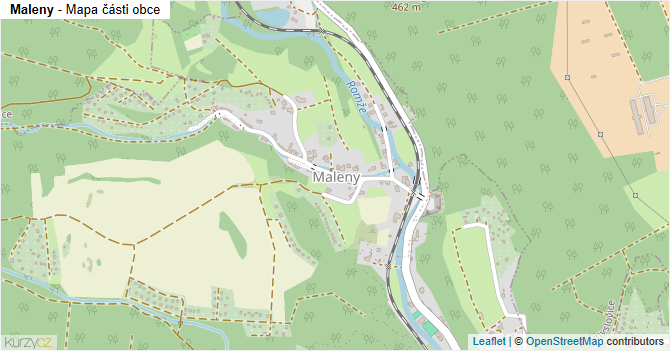 Maleny - mapa části obce