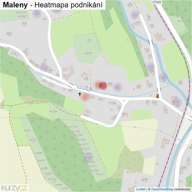 Mapa Maleny - Firmy v části obce.