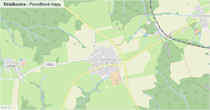 Strážkovice - záplavové mapy stoleté vody