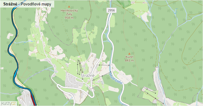 Strážné - záplavové mapy stoleté vody