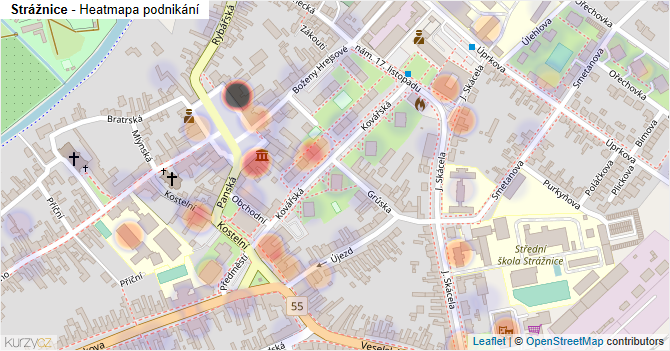 Strážnice - mapa podnikání