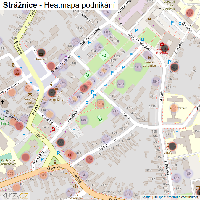 Mapa Strážnice - Firmy v obci.