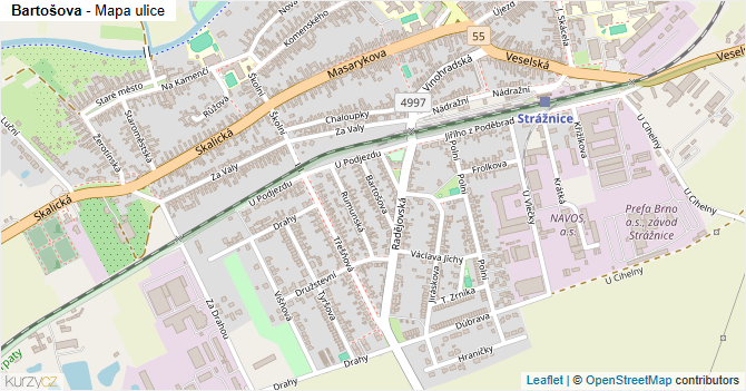 Bartošova - mapa ulice