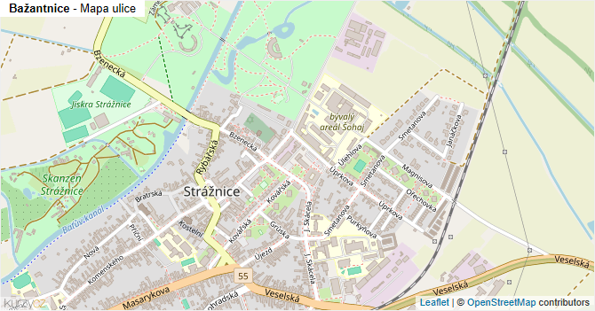 Bažantnice - mapa ulice