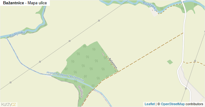 Bažantnice - mapa ulice
