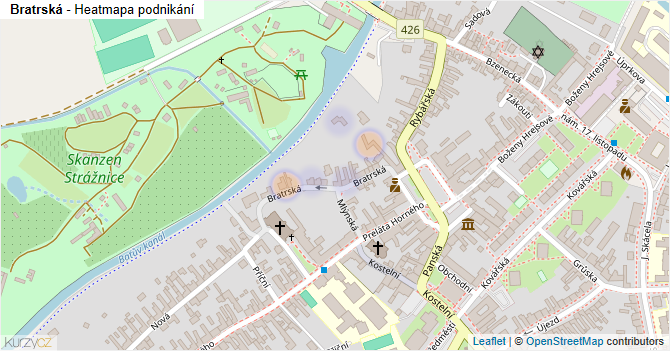 Bratrská - mapa podnikání