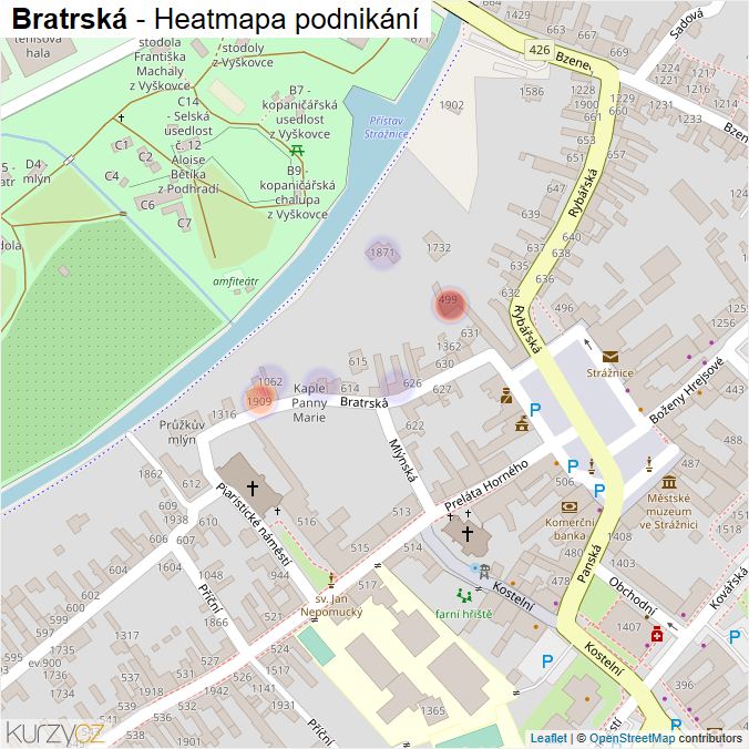 Mapa Bratrská - Firmy v ulici.