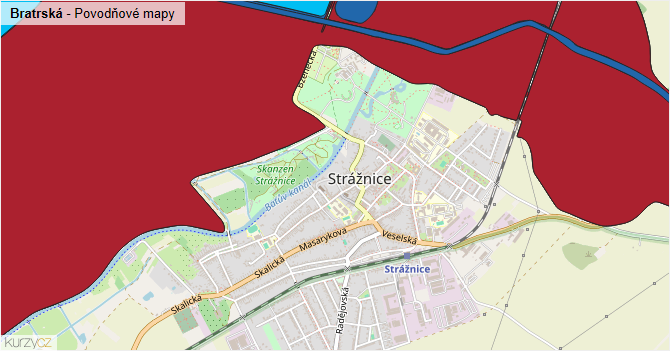 Bratrská - záplavové mapy stoleté vody
