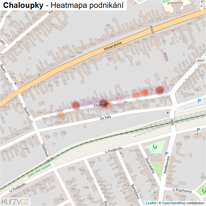 Mapa Chaloupky - Firmy v ulici.