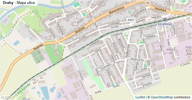 Drahy - mapa ulice