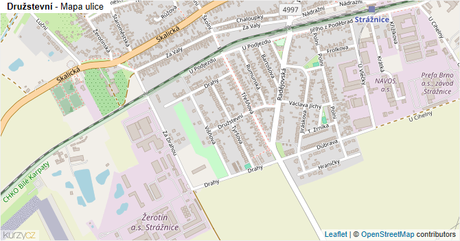 Družstevní - mapa ulice