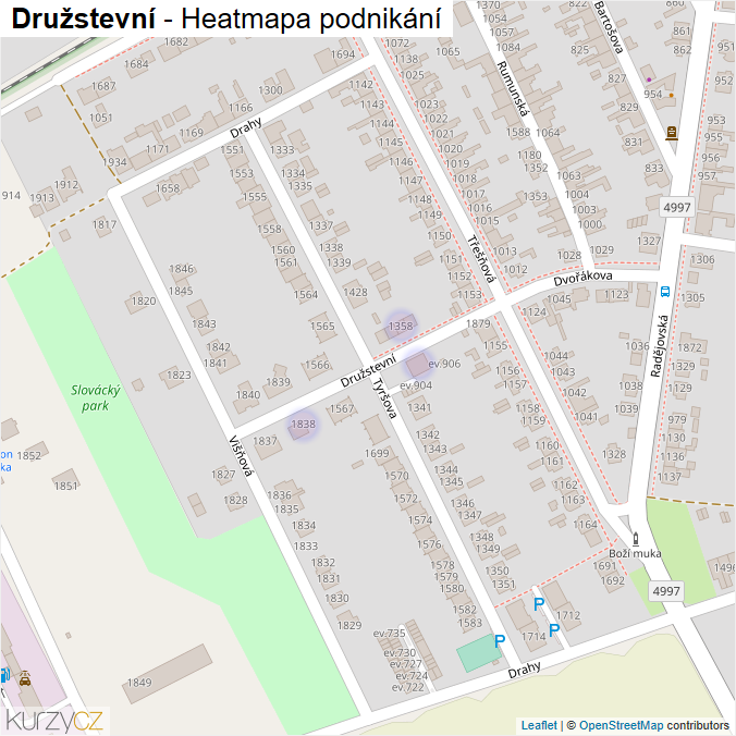 Mapa Družstevní - Firmy v ulici.