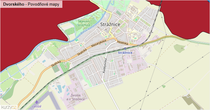 Dvorského - záplavové mapy stoleté vody