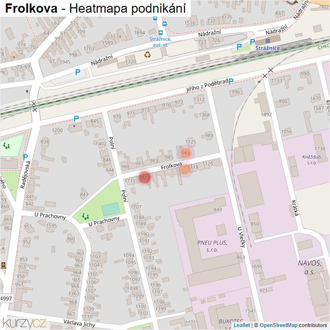 Mapa Frolkova - Firmy v ulici.