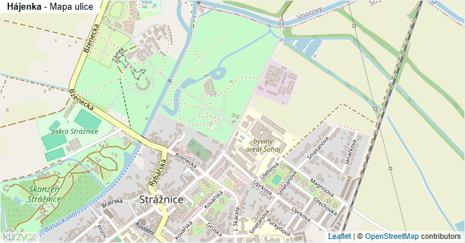 Hájenka - mapa ulice