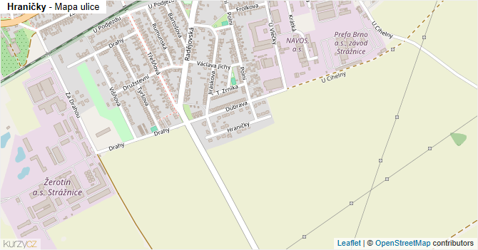 Hraničky - mapa ulice