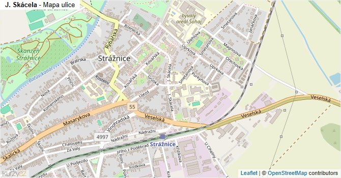 J. Skácela - mapa ulice