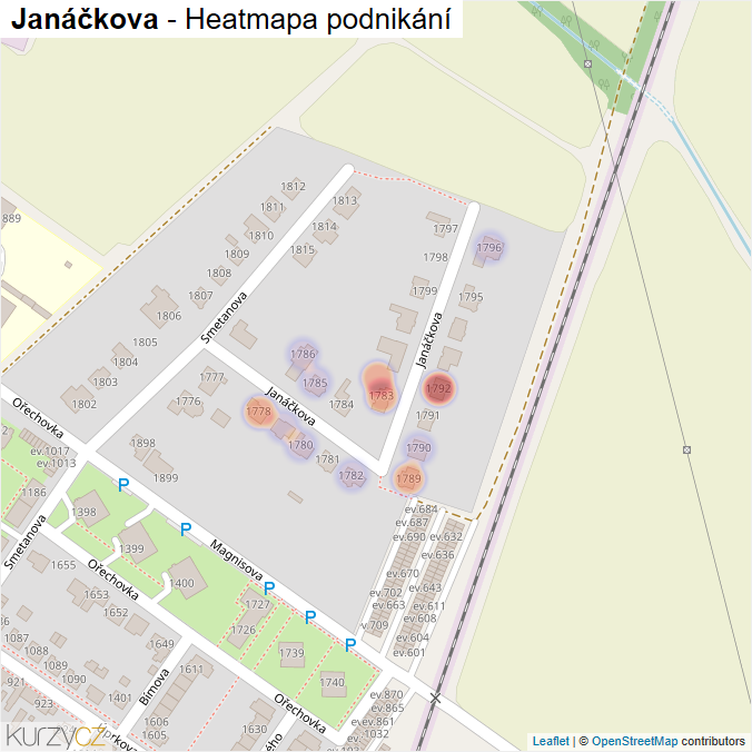 Mapa Janáčkova - Firmy v ulici.