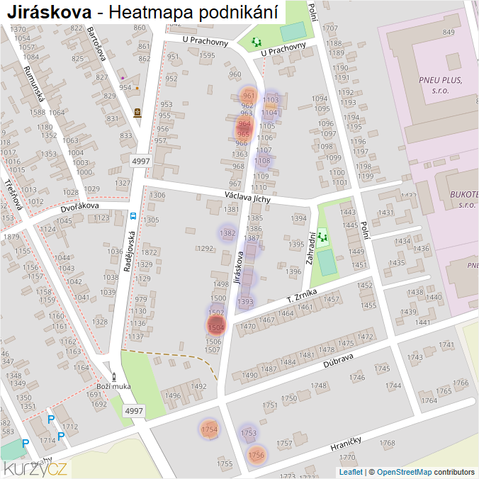 Mapa Jiráskova - Firmy v ulici.