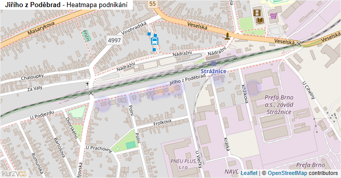 Jiřího z Poděbrad - mapa podnikání