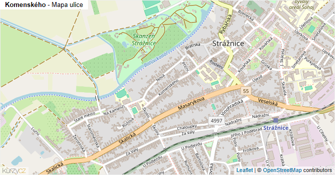 Komenského - mapa ulice
