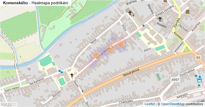 Komenského - mapa podnikání