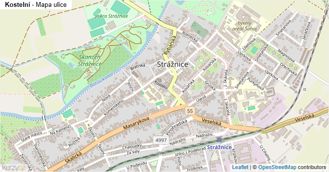 Kostelní - mapa ulice