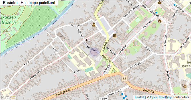 Kostelní - mapa podnikání