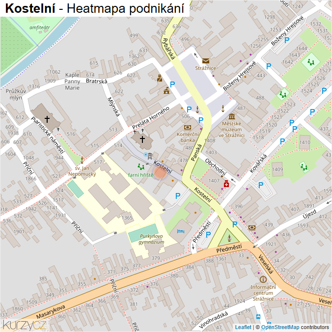 Mapa Kostelní - Firmy v ulici.