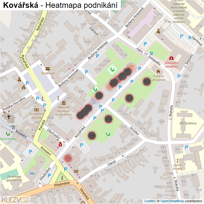 Mapa Kovářská - Firmy v ulici.