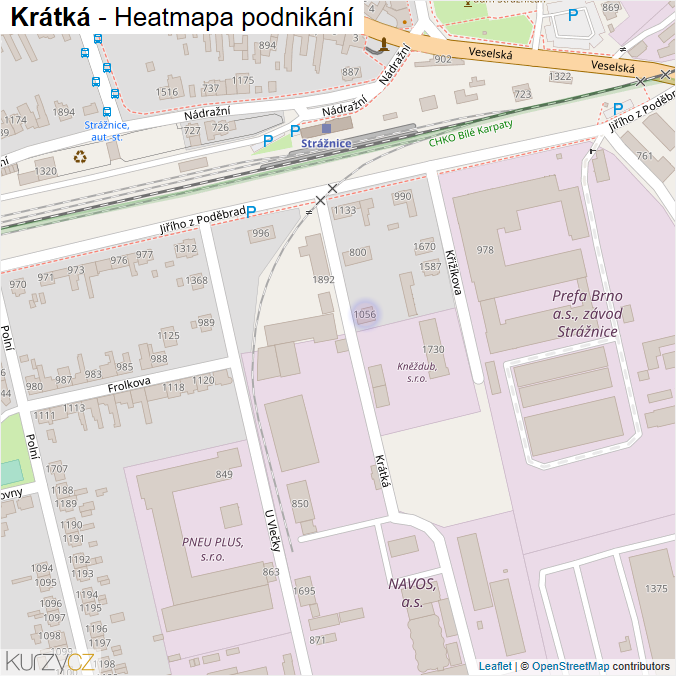 Mapa Krátká - Firmy v ulici.