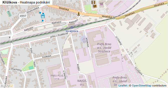 Křižíkova - mapa podnikání