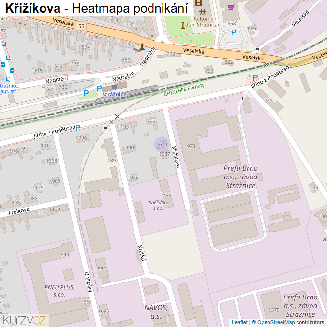 Mapa Křižíkova - Firmy v ulici.