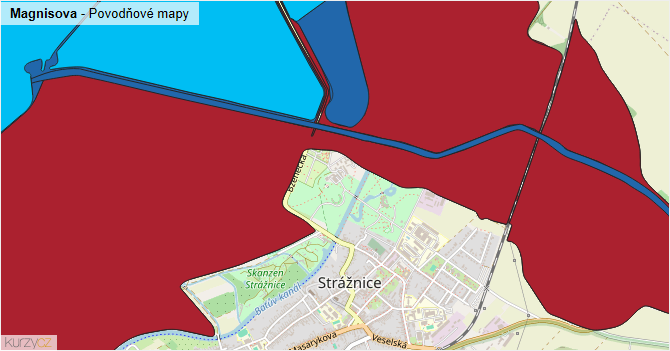 Magnisova - záplavové mapy stoleté vody